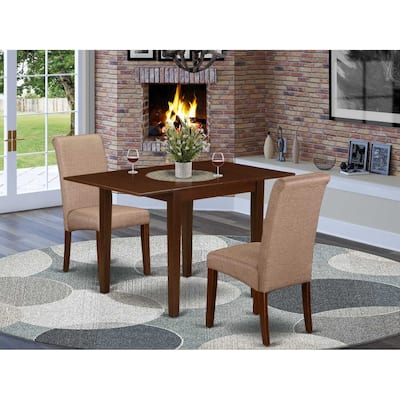 HomeStock 3-Piece Mahogany Finish Solid Wood Top Dining Table Set