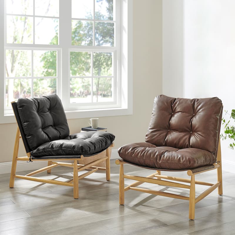 NPD Furniture Oswald Faux Leather Tufted Accent Chair