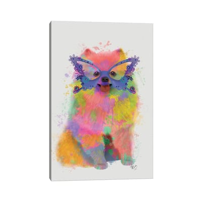 iCanvas "Rainbow Splash Pomeranian" by Fab Funky Canvas Print