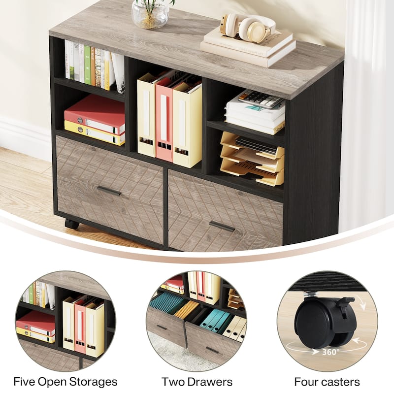 L-Shaped Executive Desk with File Cabinet