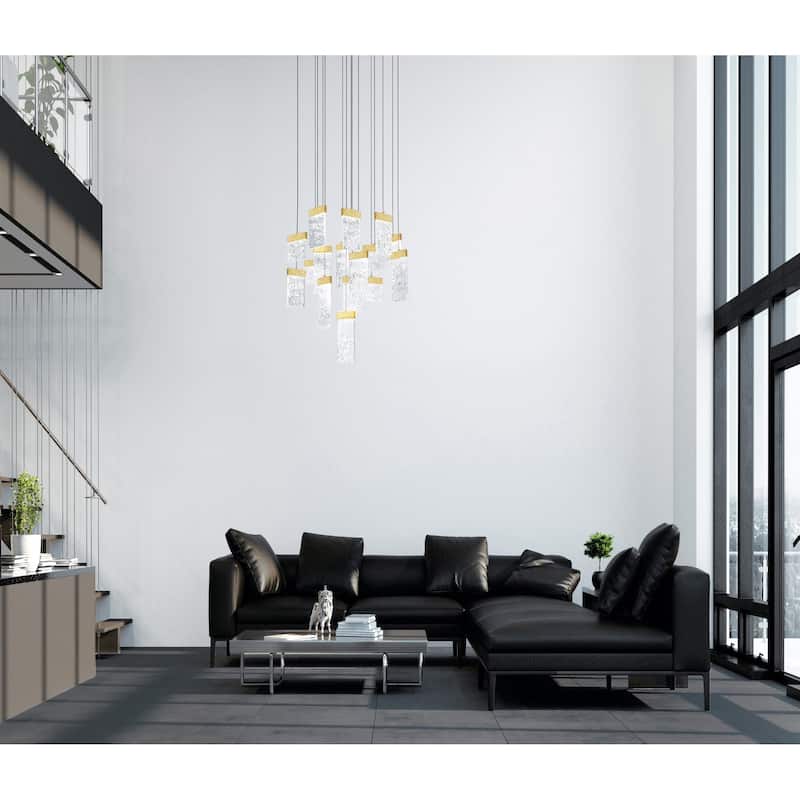 Carolina LED Chandelier With Gold Leaf Finish - Gold Leaf