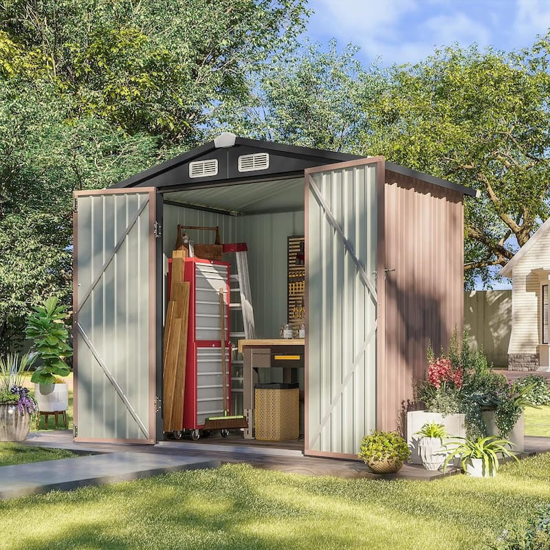 Outdoor Storage Shed with Lockable Doors and Air Vents for Garden