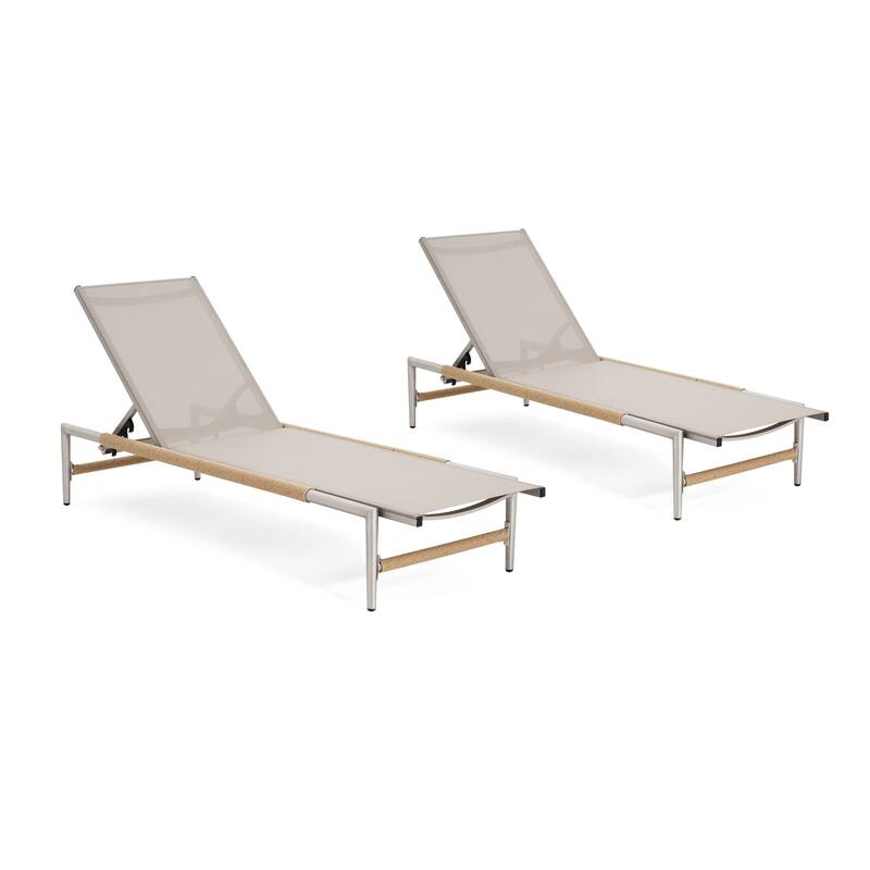 Hargrove Outdoor Patio Aluminum Chaise Lounge, Set Of 2