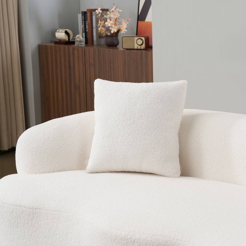 Cloud-like Curved Loveseat Sofa Teddy Fabric Compression Couch