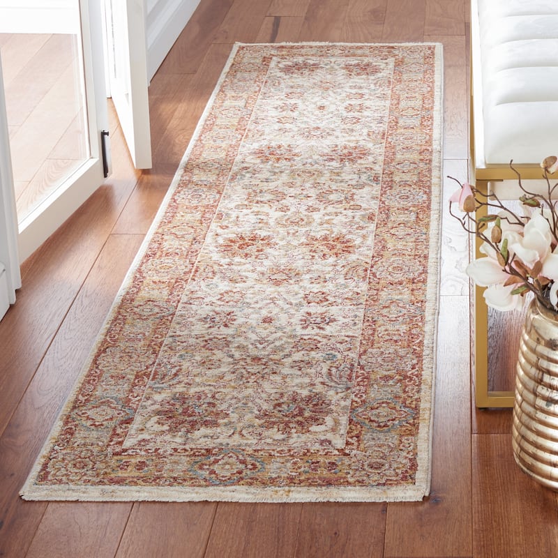 SAFAVIEH Valencia Zeinab Vintage Rug - 2' x 8' Runner - Ivory/Rust