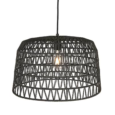 Open Weave Metal and Paper Rope Ceiling Light