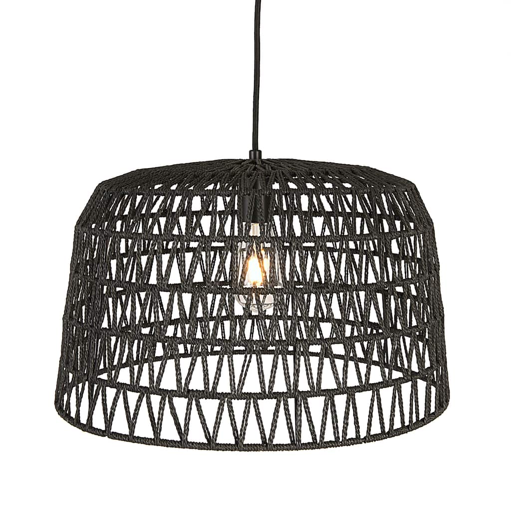 Open Weave Metal and Paper Rope Ceiling Light