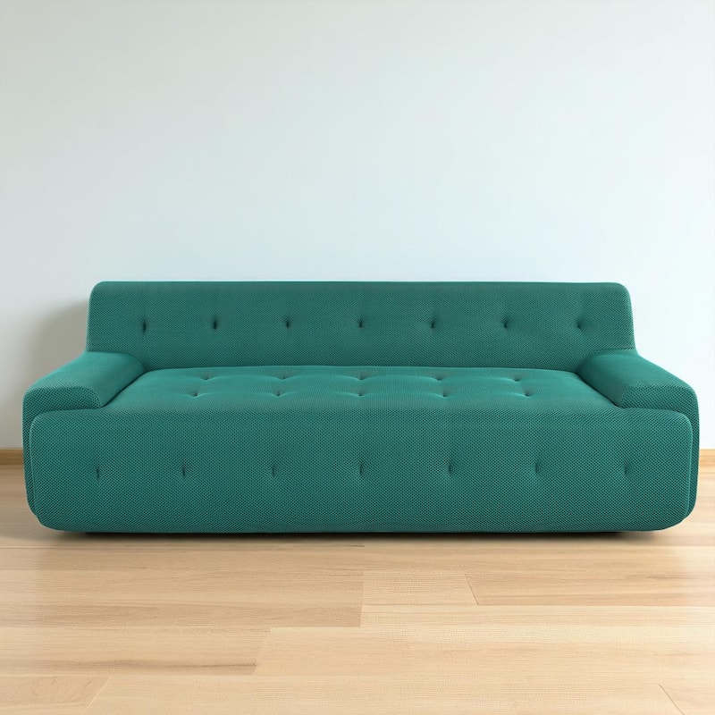 86.2" Upholstered Sofa, Minimalist Tufted Design, 3-Seater, Foam + Pocket Spring