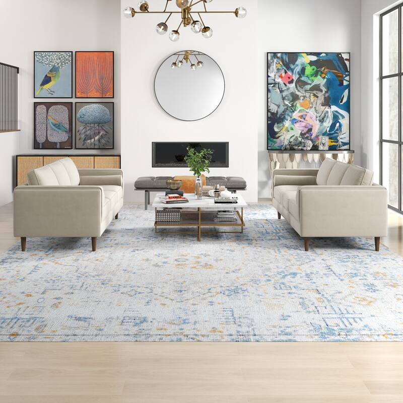 Fatih Mid Century Velvet Sofa Set