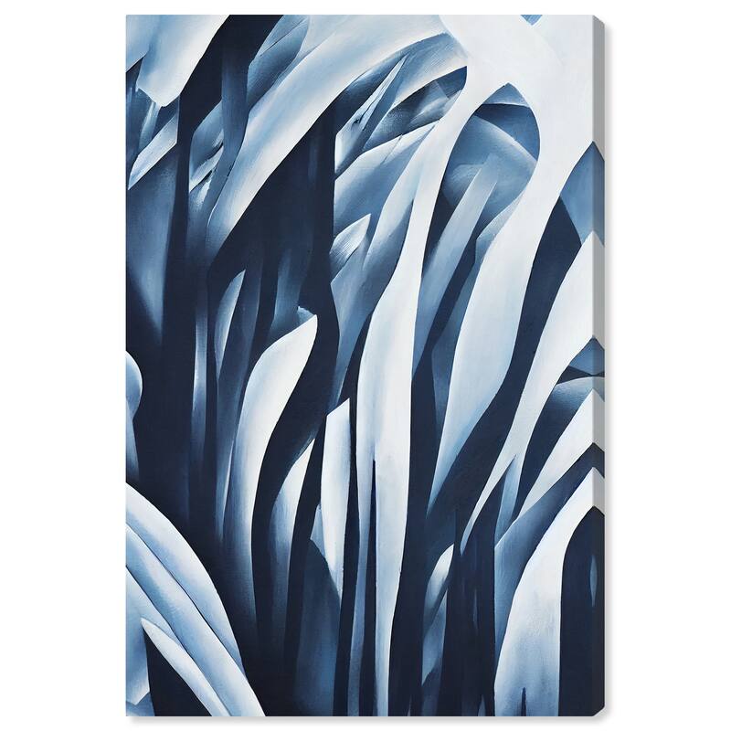Wynwood Studio Abstract Azule Fern Near Blue and Dark Blue Tropical Wall Art Canvas Print