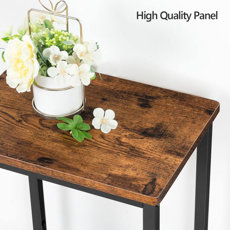 Bar Stools, Set of 2 Bar Chairs,Kitchen Breakfast Bar Stools with Footrest,25.8" Dining Stools,Rectangular Industrial Bar Chair