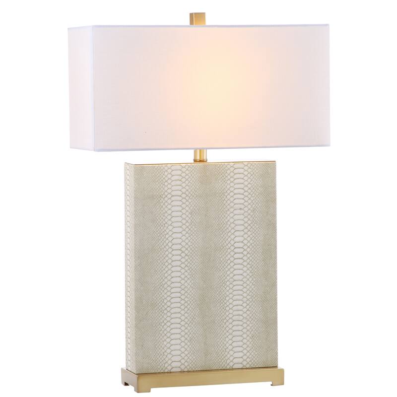 SAFAVIEH Lighting 28-inch Joyce Faux Snakeskin Cream Table Lamp (Set of 2) - 18"x8 "x27.75"