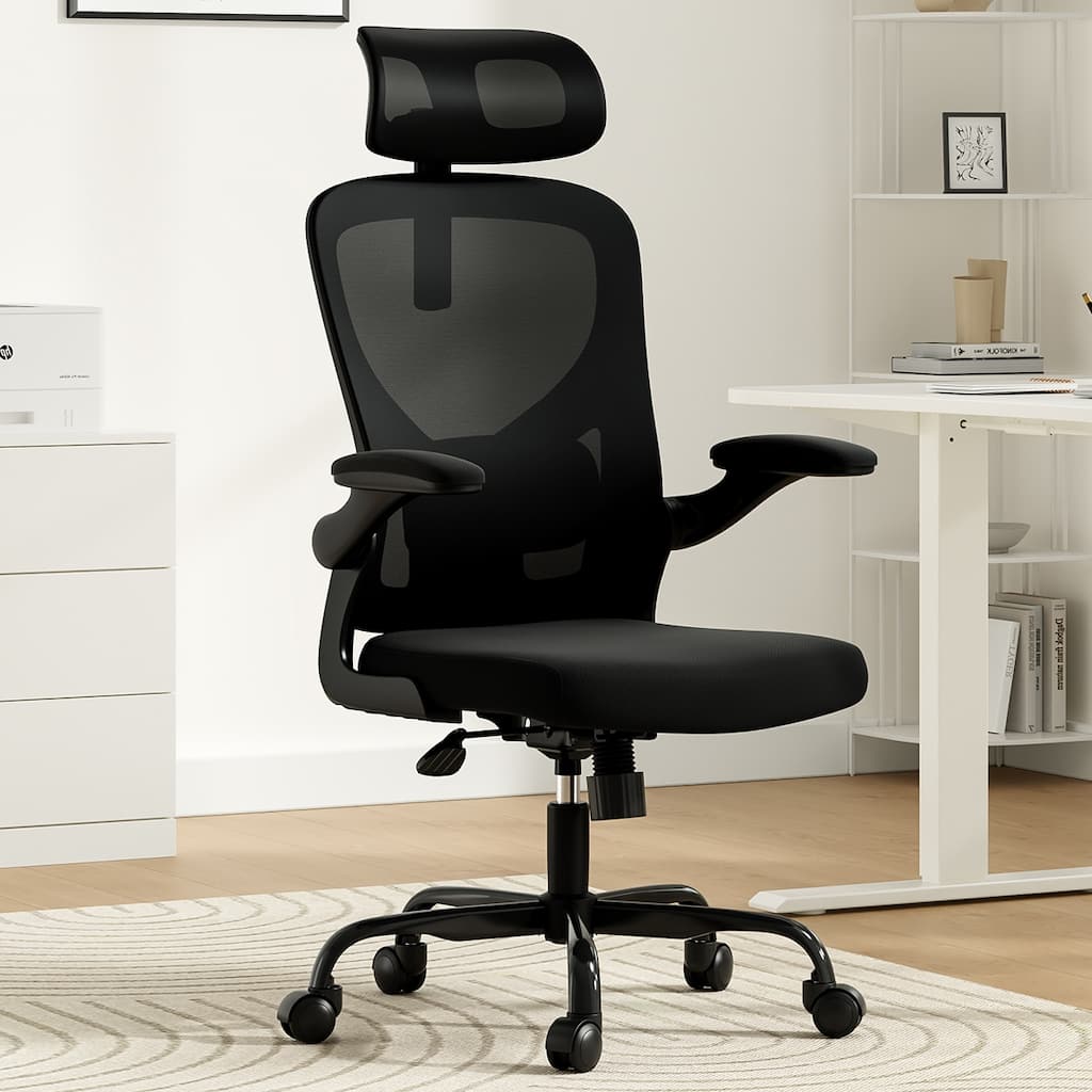 Ergonomic Office Chair With Headrest, High Back Computer Chair With Armrests And Adjustable Lumbar Support