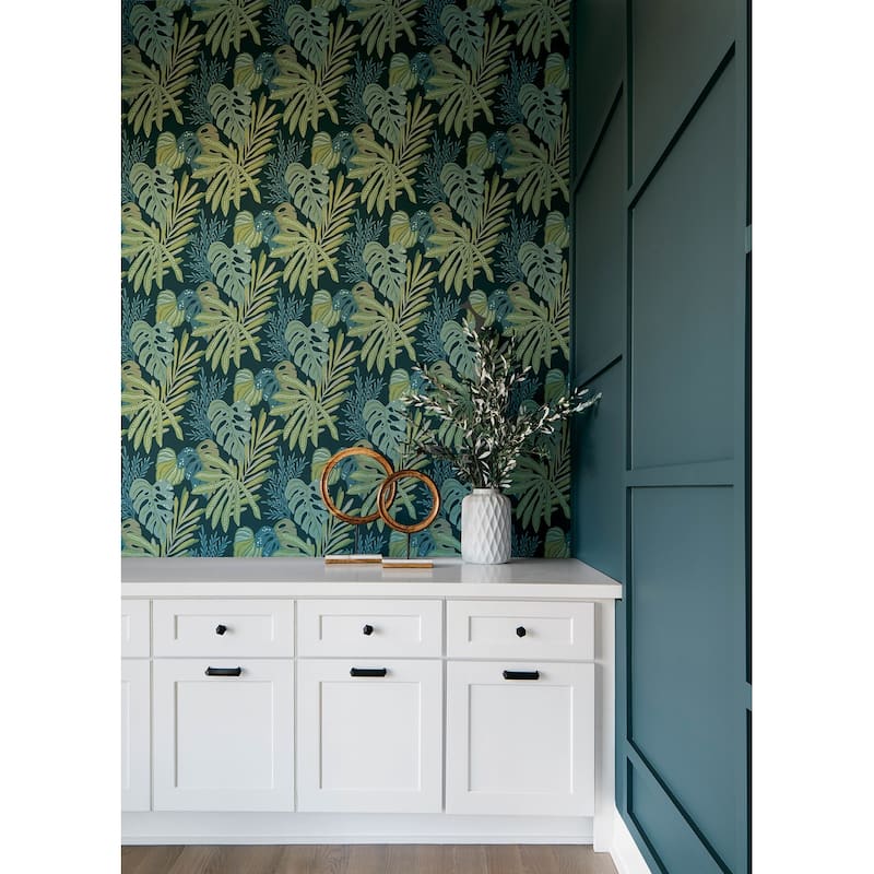 A-Street Prints Alocasia Green Tropical Foliage Wallpaper