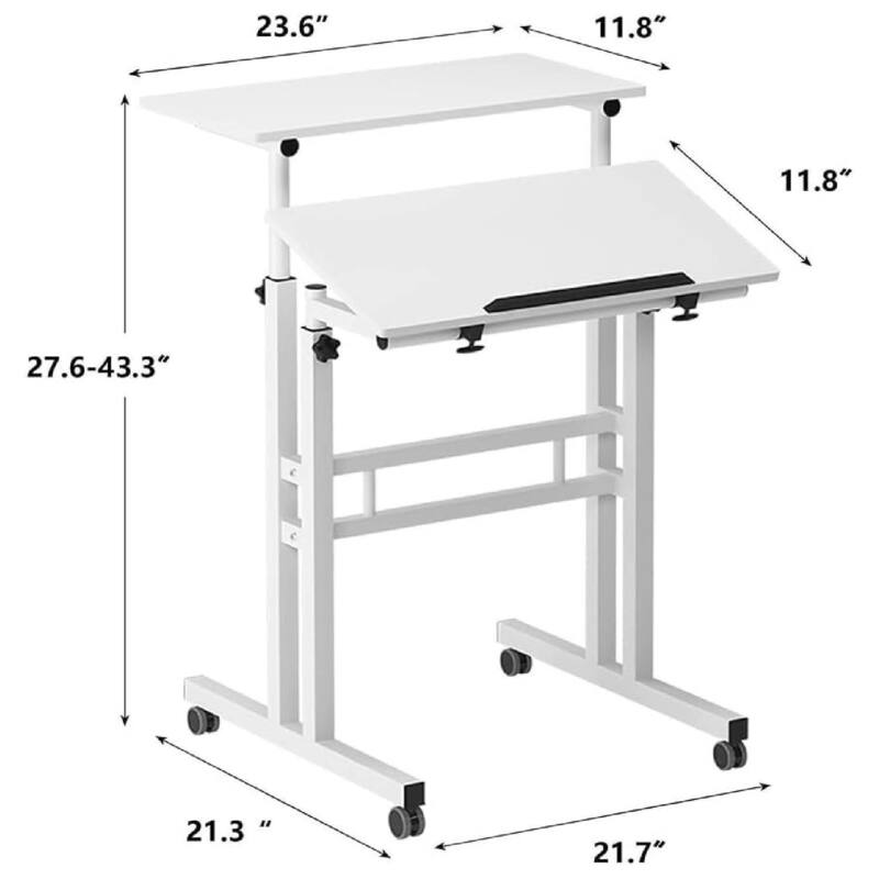 Height Adjustable Standing Mobile Computer Desk with 4 casters