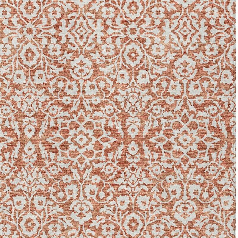 HomeRoots Damask Traditional Rectangle Outdoor Rug