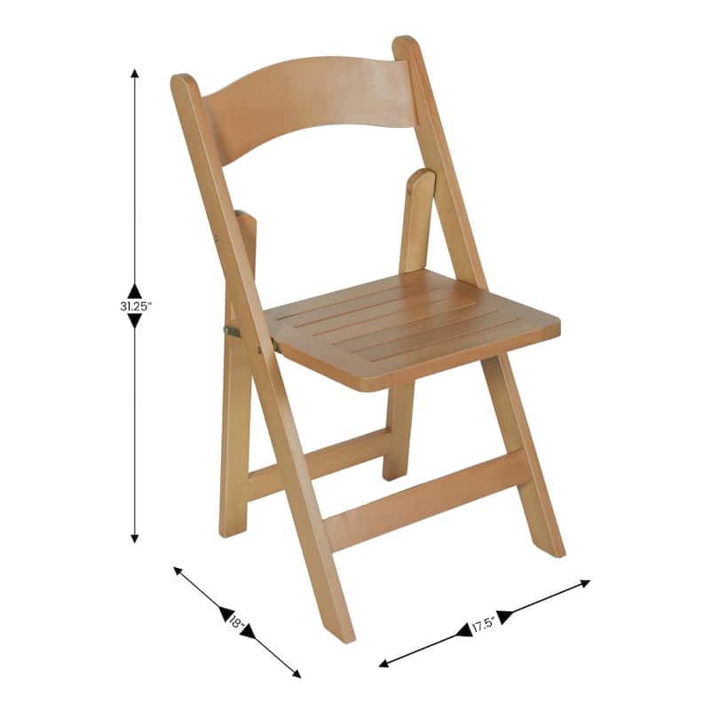 2PK Comm. Grade Solid Wood Portable Folding Dining Chair - 17.5"W x 18"D x 31.25"H