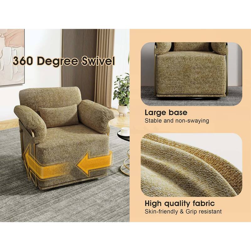 360 Degree Upholstered Armchair with Gold Metal Legs for Comfortable Reading and Relaxation
