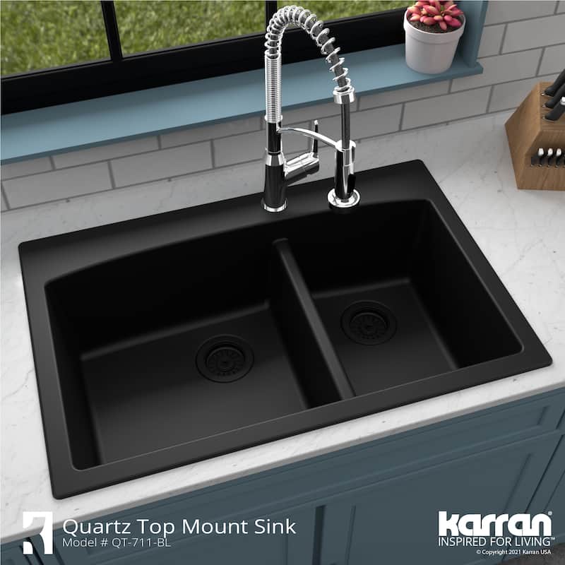 Karran Drop-In Quartz Double Bowl Kitchen Sink