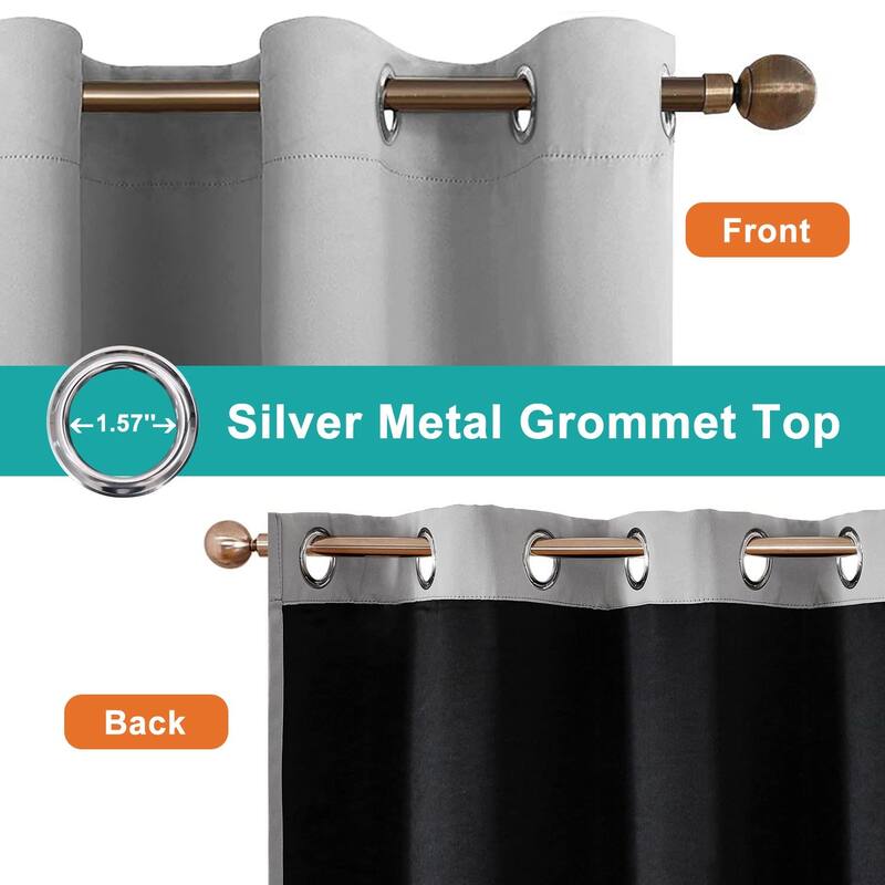 Pro Space Indoor Completely Blackout Curtain Grommets with Coating, 2 Panels