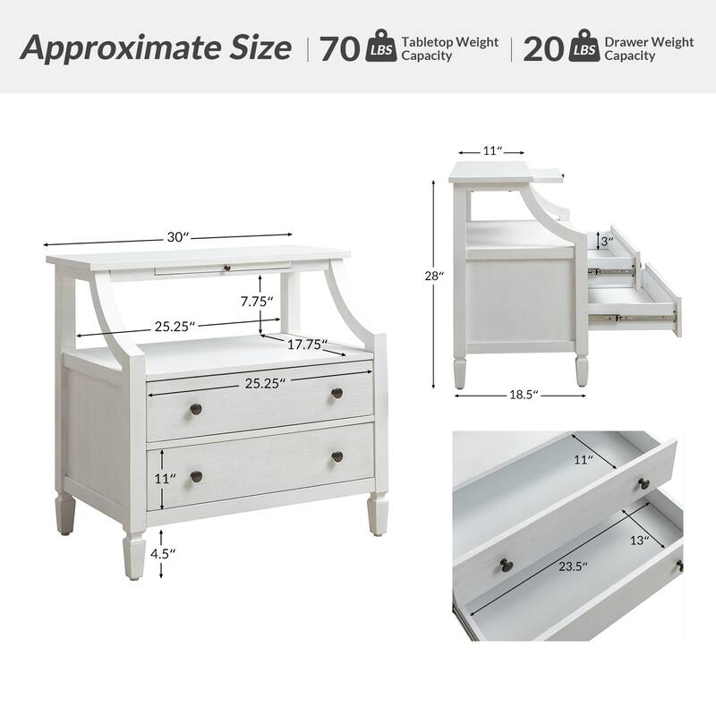 Jennifer Transitional 2 - Drawer End Table with Built-In Outlets and Pull-out Tray by HULALA HOME