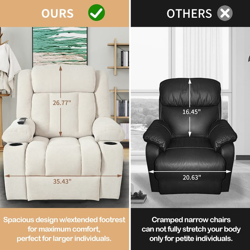 Power Lift Recliner Chair for Elderly, Single Sofa Chair with 2 Cup Holders,Side Pockets