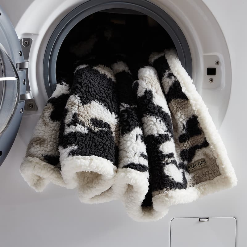 Kenneth Cole Cozy Printed Sherpa Throw Blankets