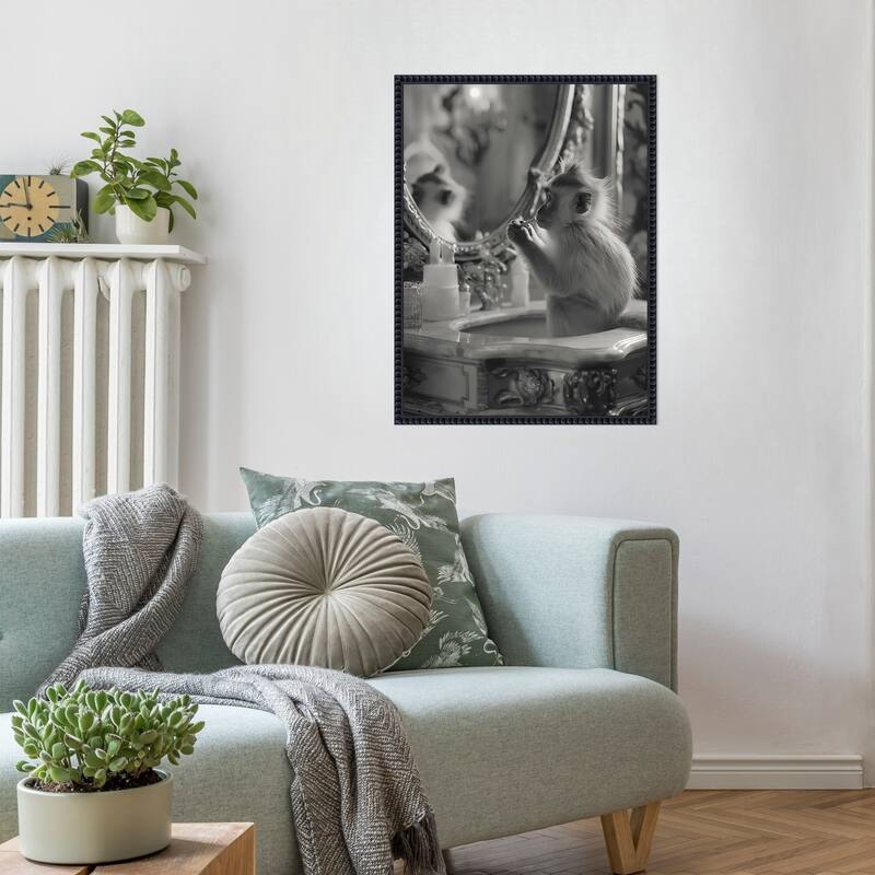 Monkey Bathroom Bussiness by Niky Rahner Framed Canvas Wall Art