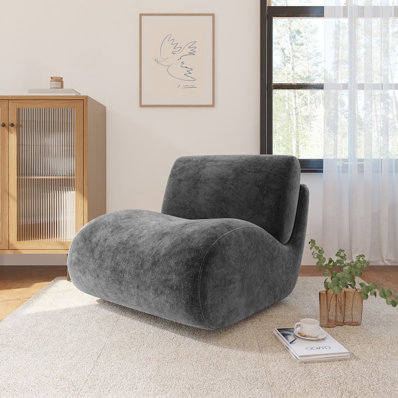 UIXE 33" Swivel Upholstered Aceent Chair Comfy Slipper Chair
