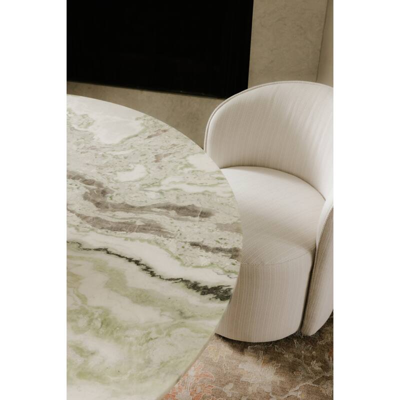 NADAAL STUDIOS Virelith Outdoor Dining Chair, Swivel Base with Aluminium Frame and Olefin Upholstery, Cream