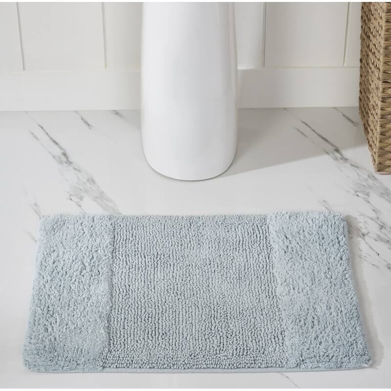 Better Trends Bath Rug 100% Cotton Water Absorbent Tufted Bathroom Rugs for Shower, Sink Mats Machine Wash Granada Collection - 18" x 20" Lid Cover - Blue