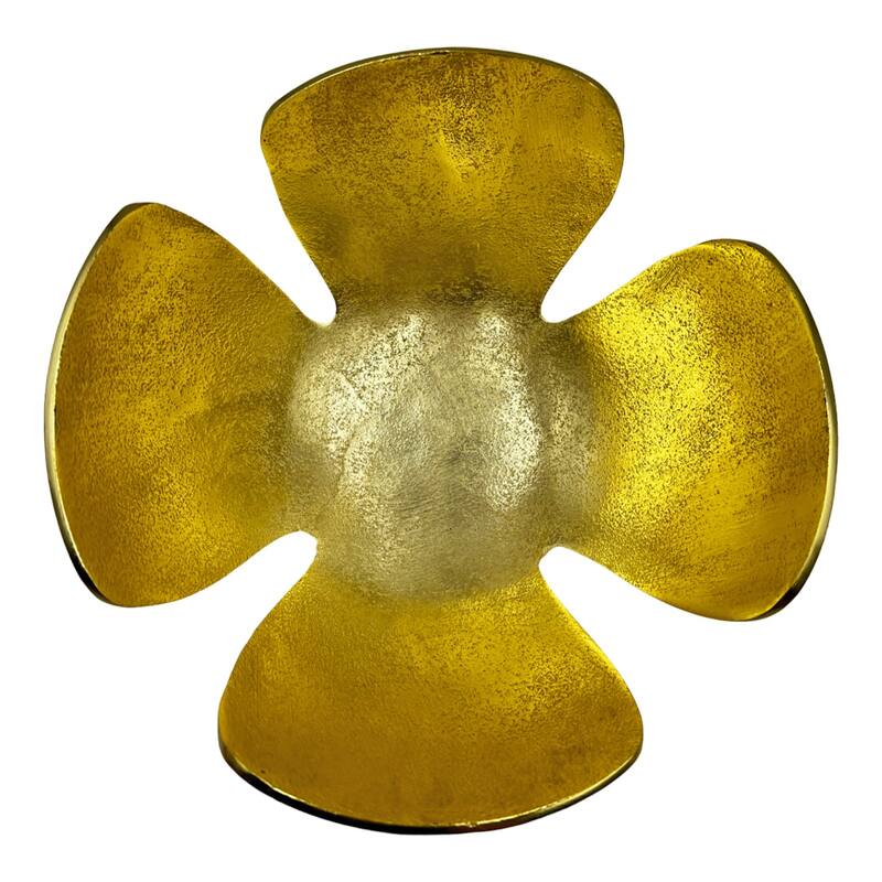 9 Inch Wide Decorative Handmade Aluminum Clover Leaf Bowl - 9 x 9 x 4 in