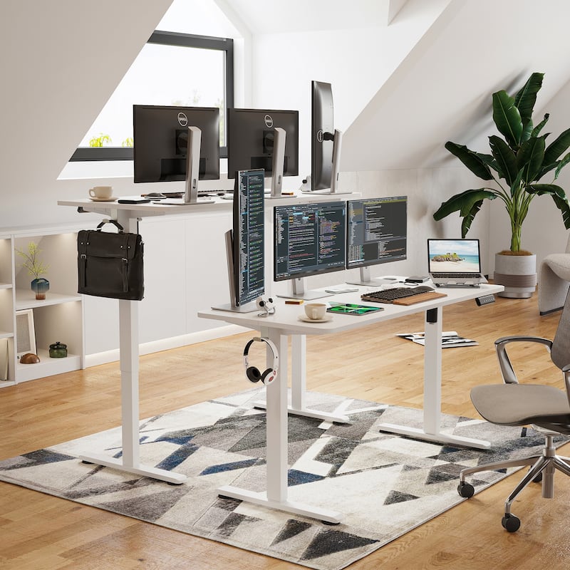 Electric Standing Desk Adjustable Height Sit Stand Home Office Desk With Splice Board