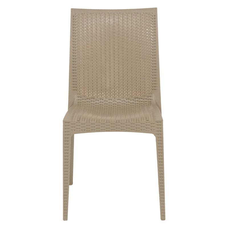Outdoor Patio Dining Chairs, Set of 4 Stackable Polypropylene Chairs with Woven Design for Garden, Deck, or Pool