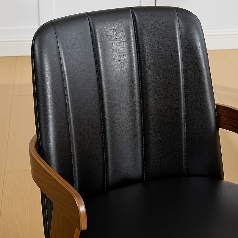 Mid-century Modern Upholstered Dining Chairs Bentwood Side Chairs with Armrests - 34.3"H x 19.9"W x 22.1"D