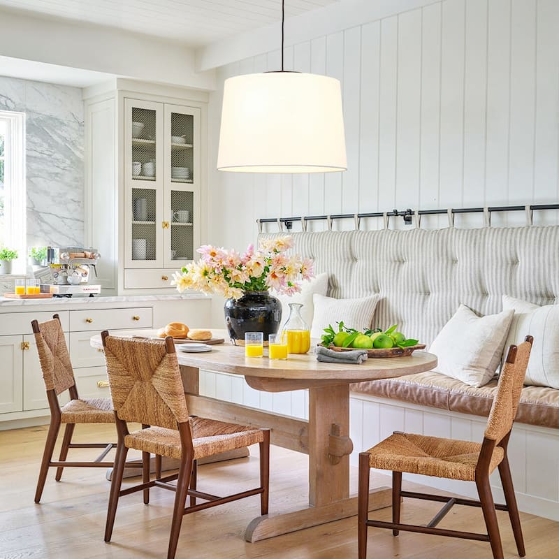 Coastal-style 3-Light Tapered Linen Fabric Pendant - 19.7 in