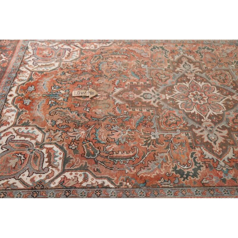 Hand Knotted Oriental 100% Wool Carpet Traditional Floral Red Heriz Area Rug - 10' 0'' X 7' 1''