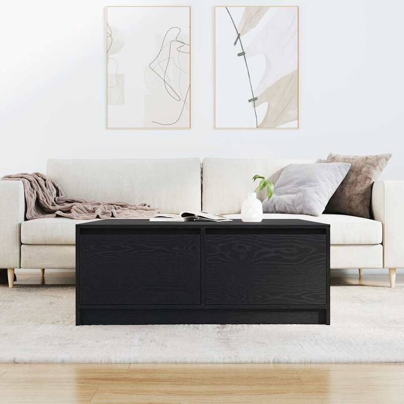 vidaXL Coffee Table Black Oak Engineered wood 39.4 in x 39.4 in x 15.7 in - 39.4 x 39.4 x 15.7