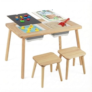 Costway Sensory Table Kid’s Table and Chairs Set with Detachable - See Details