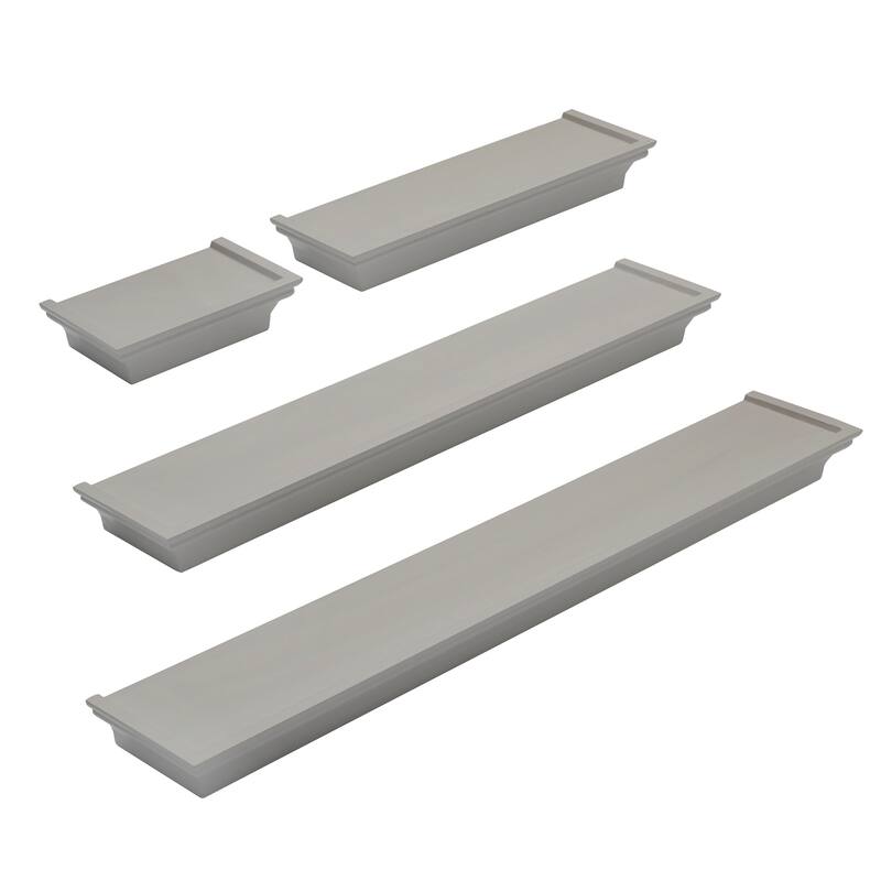 Melannco Set of 4 Dark Gray Wood Shelves, 24, 20, 12, 6 Inch