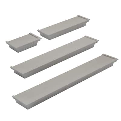 Melannco Set of 4 Dark Gray Wood Shelves, 24, 20, 12, 6 Inch