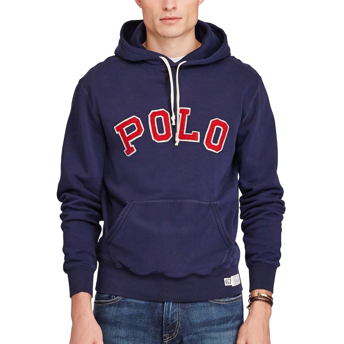 navy blue and red polo hoodie