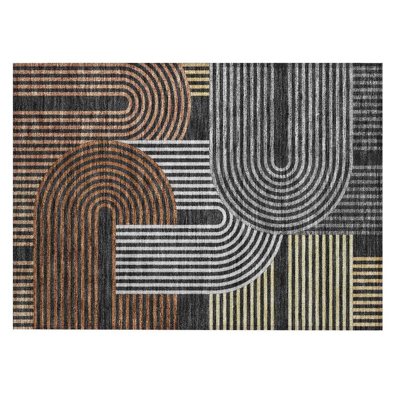 Machine Washable Indoor/ Outdoor Modern Basehor Chantille Rug
