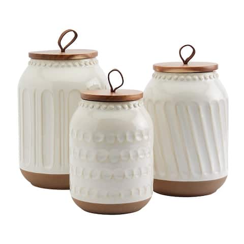 Tabletops Gallery 3PC Ziggy Canisters with Acacia Wood Lid