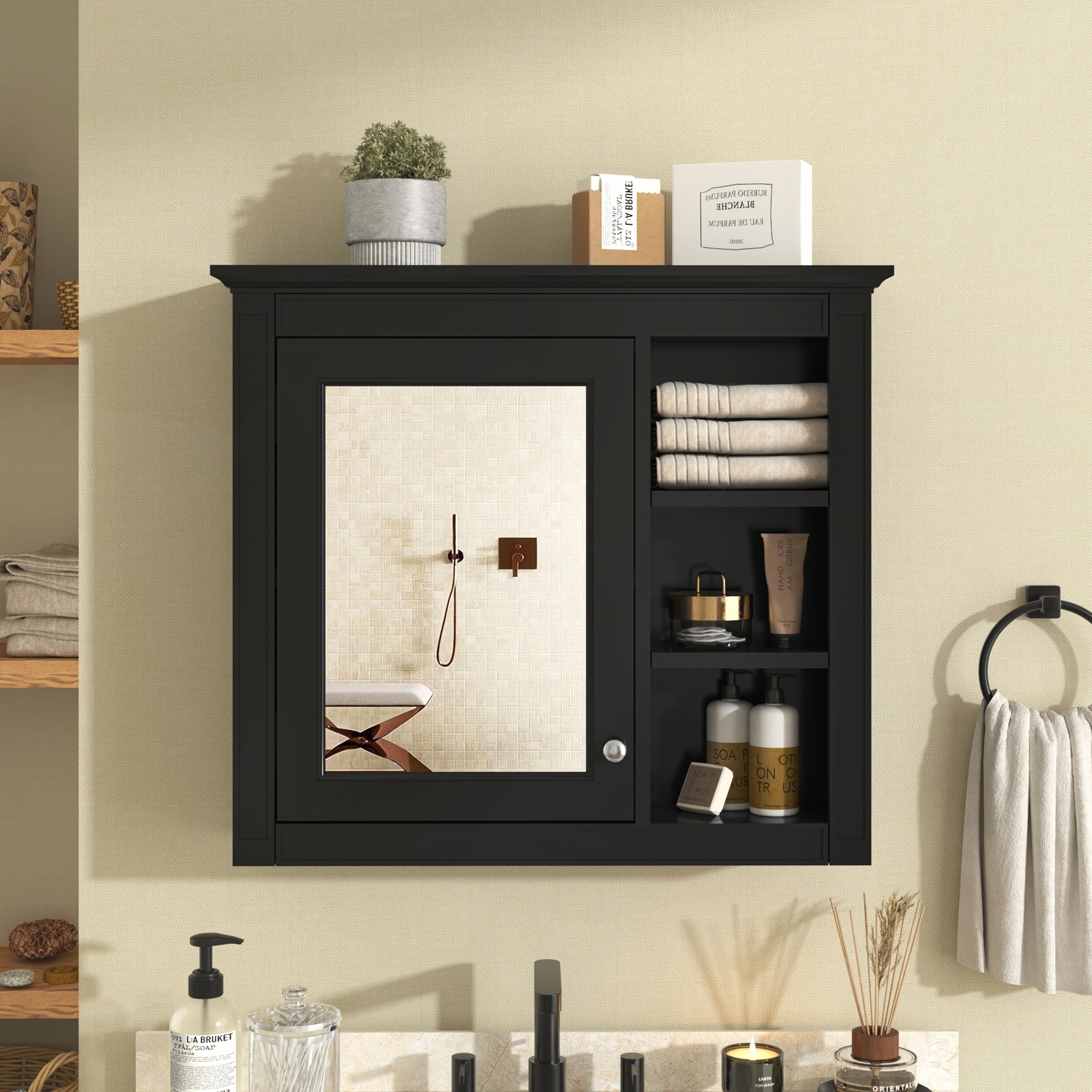 Wall Mounted Bathroom Storage Cabinet with Mirror and Adjustable Shelves for Efficient Organization