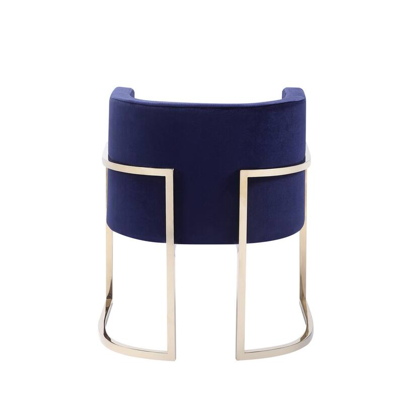Naaz 24 Inch Kids Chair, Round, Blue Cushioned Velvet, Cantilever Gold Base