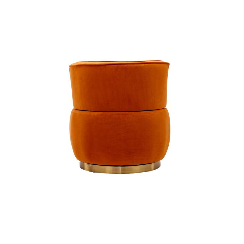 Orange Modern 25.2" Upholstered 360° Swivel Barrel Chair with Wide Upholstered and Sturdy Hardwood Frame