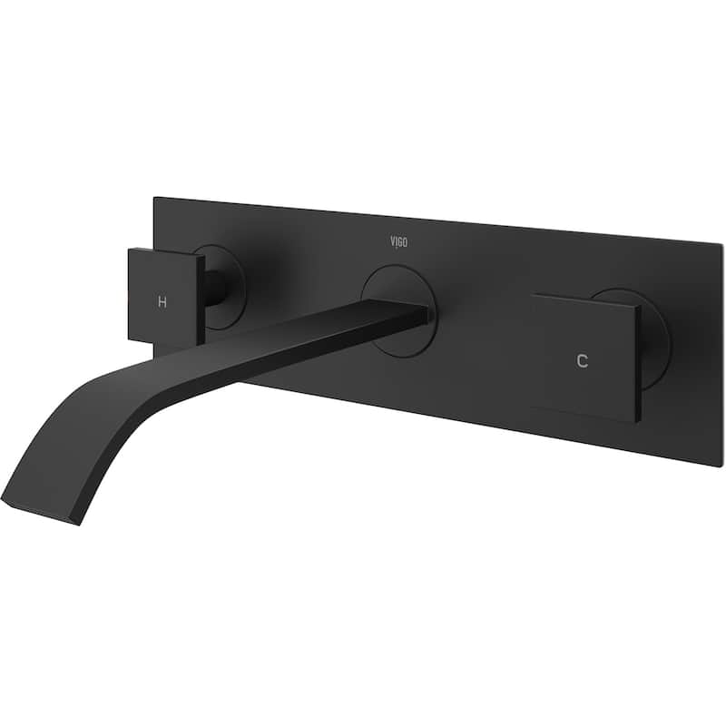 VIGO Titus 3" H 2-Handle Wall Mount Bathroom Faucet - Matte Black