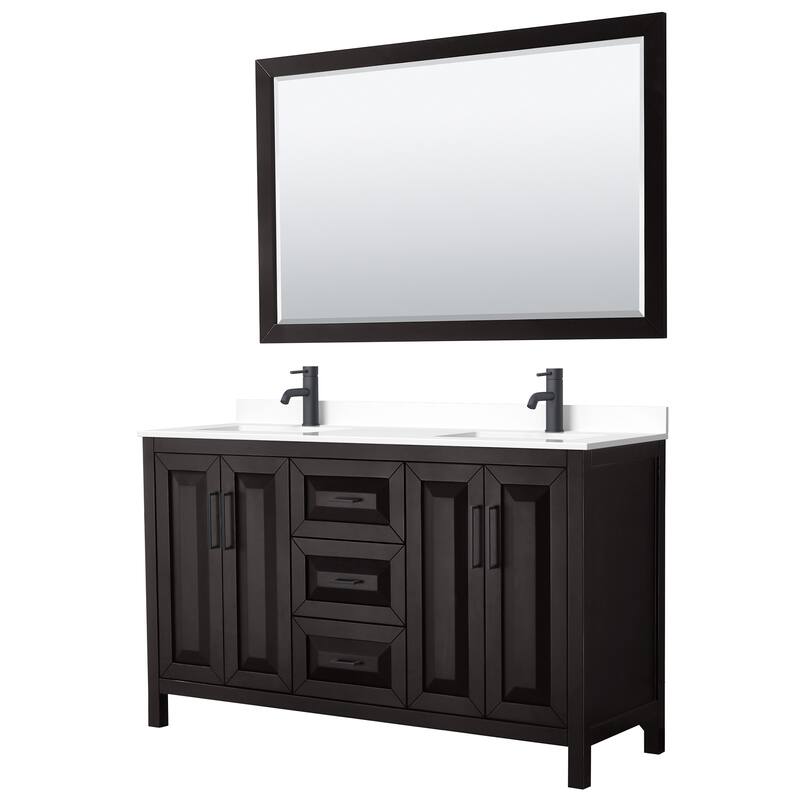 Daria 60 Inch Double Vanity, Cultured Marble Top, 58 Inch Mirror