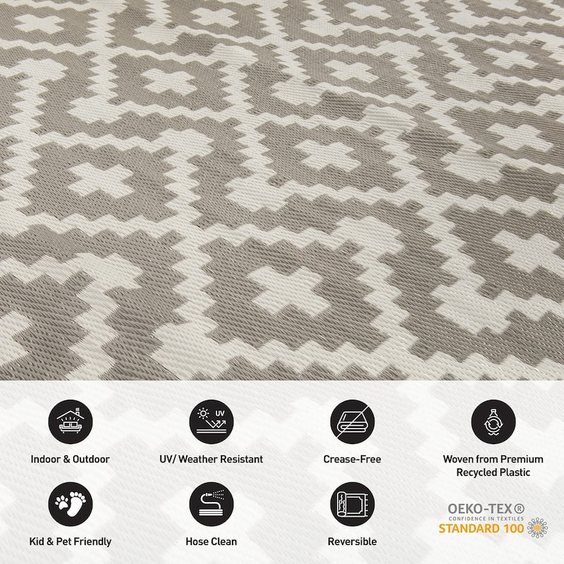 Trellis Geometric Reversible Plastic Outdoor Rugs